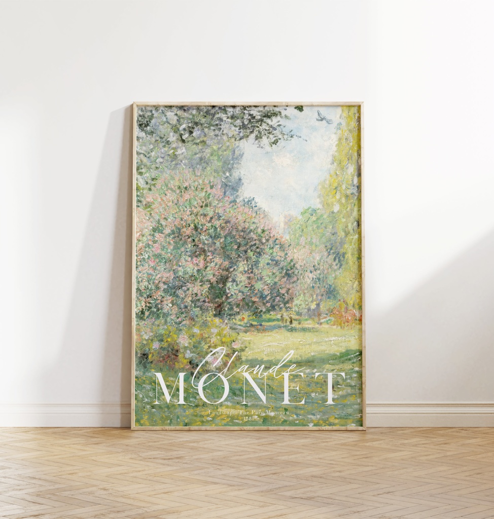 モネ アートポスター 「Landscape: The Parc Monceau」アンティーク インテリアポスター グリーン 緑