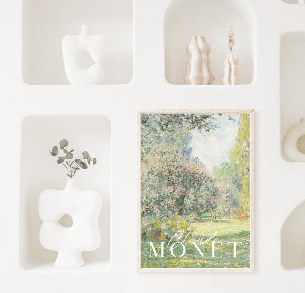モネ アートポスター 「Landscape: The Parc Monceau」アンティーク インテリアポスター グリーン 緑