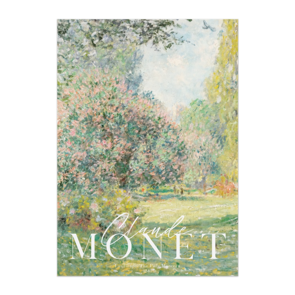 モネ アートポスター 「Landscape: The Parc Monceau」アンティーク インテリアポスター グリーン 緑