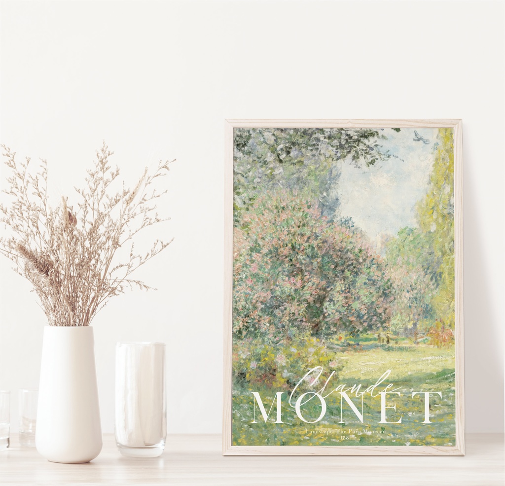 モネ アートポスター 「Landscape: The Parc Monceau」アンティーク インテリアポスター グリーン 緑