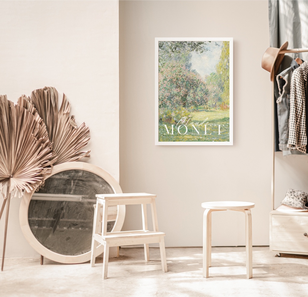 モネ アートポスター 「Landscape: The Parc Monceau」アンティーク インテリアポスター グリーン 緑