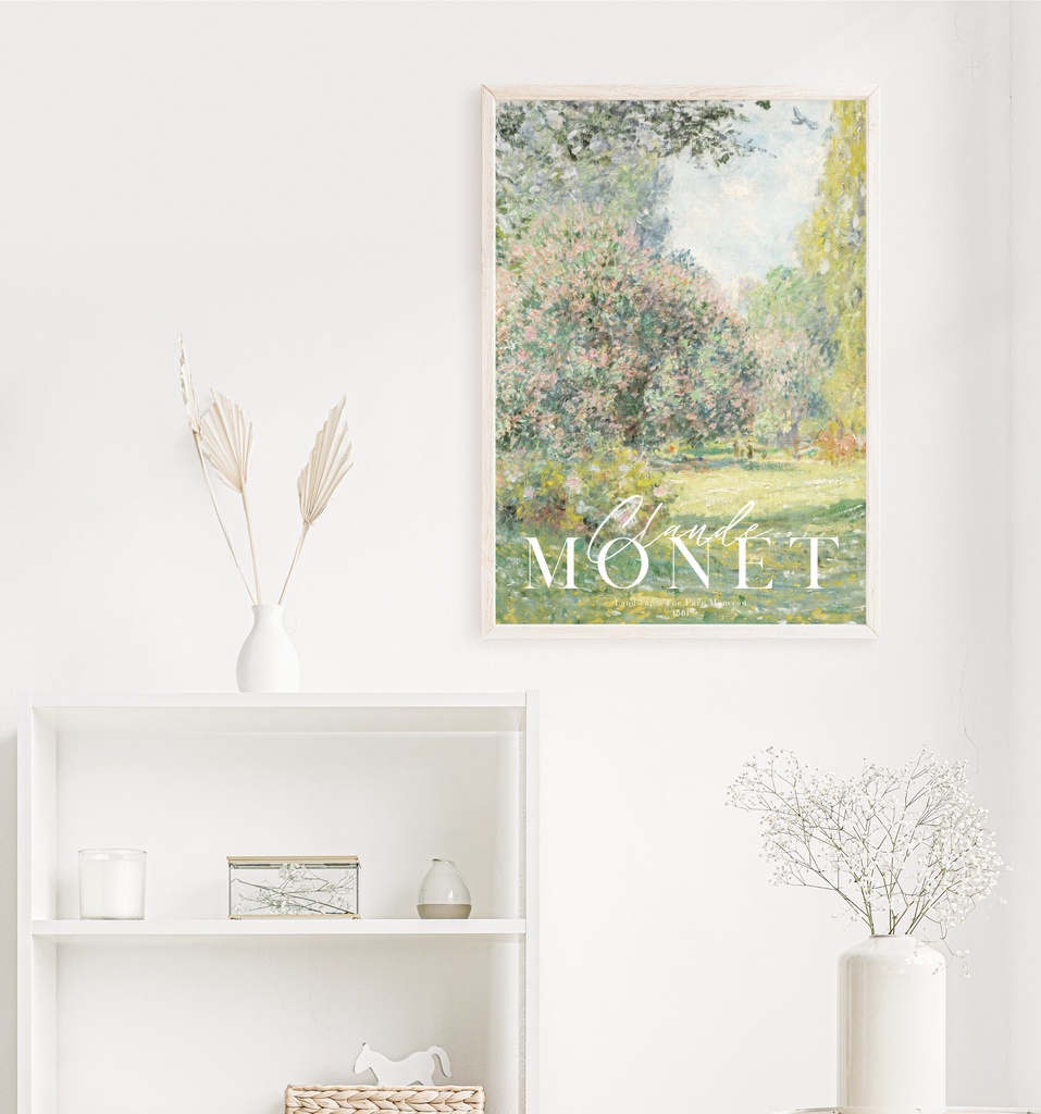 モネ アートポスター 「Landscape: The Parc Monceau」アンティーク インテリアポスター グリーン 緑