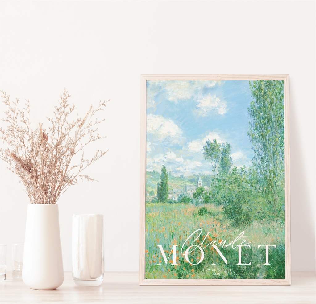 クロード・モネ "View of Vétheuil" アートポスター インテリアアート 有名絵画