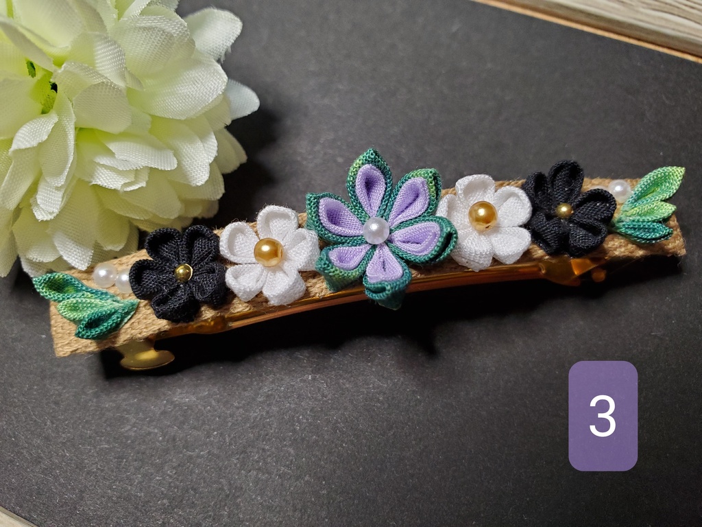 江の心覚つまみ細工バレッタ