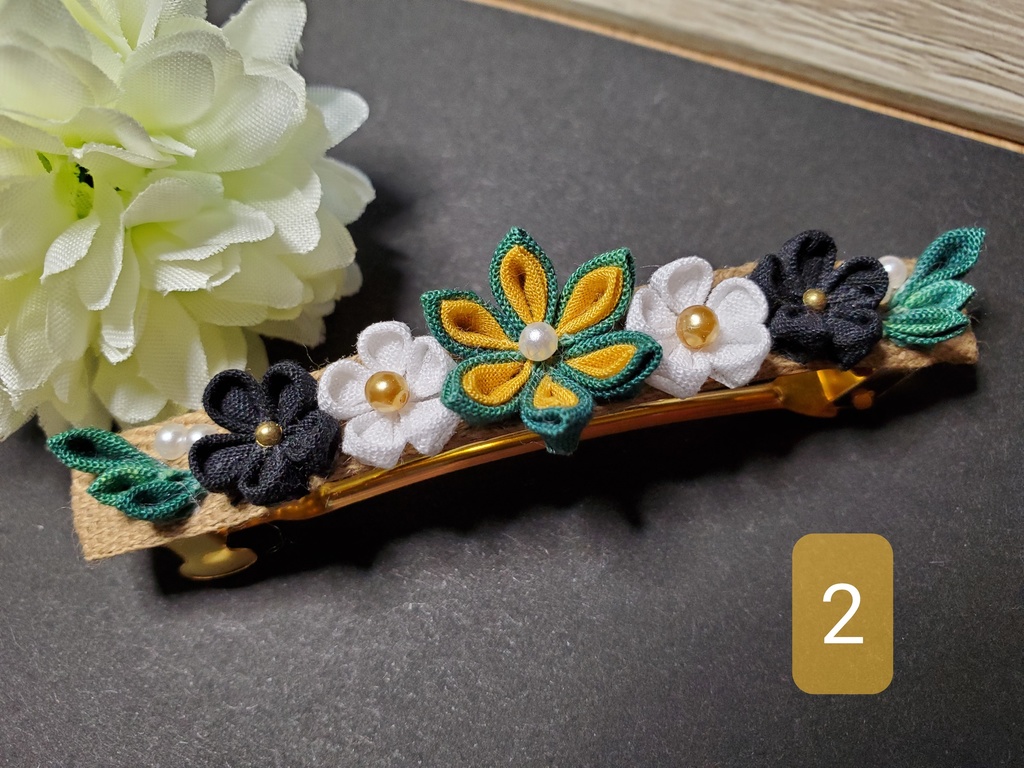 江の心覚つまみ細工バレッタ