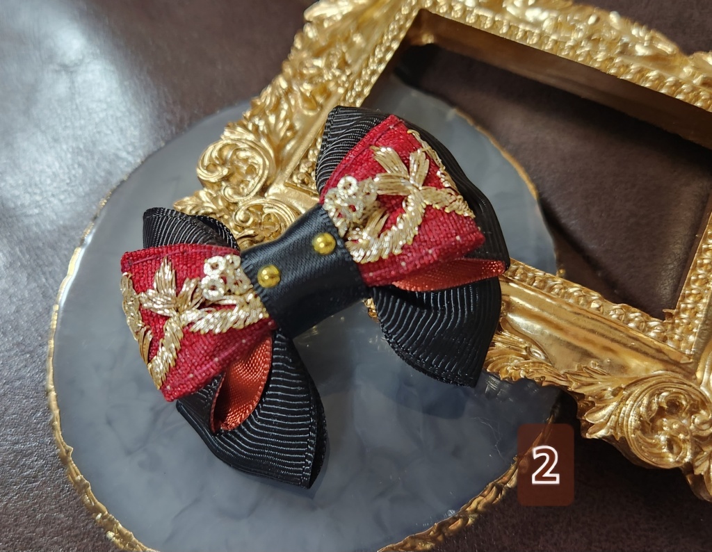 もち飾りミニリボンバレッタ3