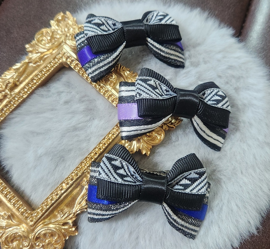 俵型ぬい飾りミニリボンバレッタ(水心子・源清麿・大慶直胤)