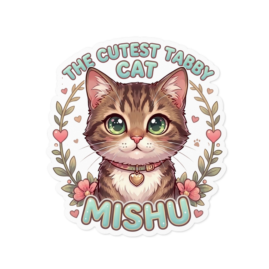 ミシュ（トラ猫）ステッカー｜かわいい猫イラスト MishuKawaii