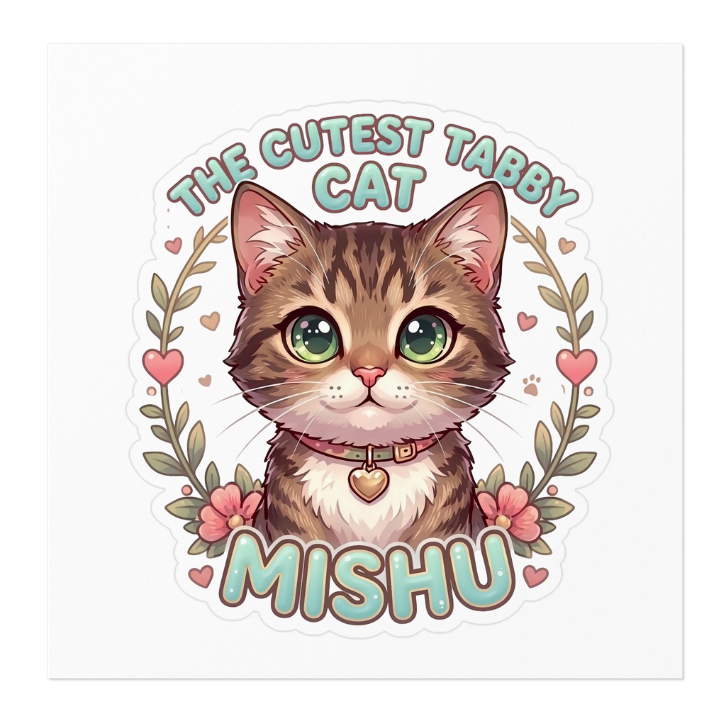 ミシュ(トラ猫)ステッカー|かわいい猫イラスト MishuKawaii