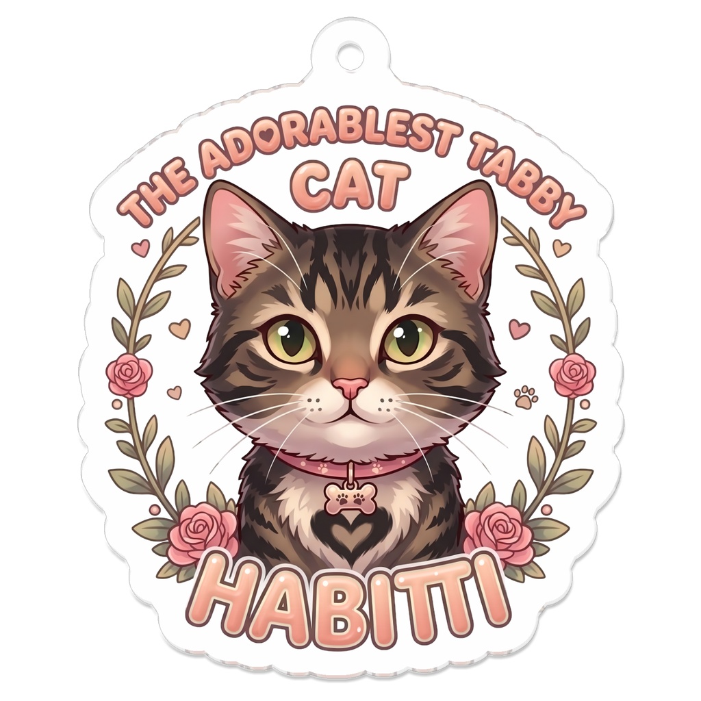 ハビッティ（トラ猫）アクリルキーホルダー｜かわいい猫イラスト MishuKawaii