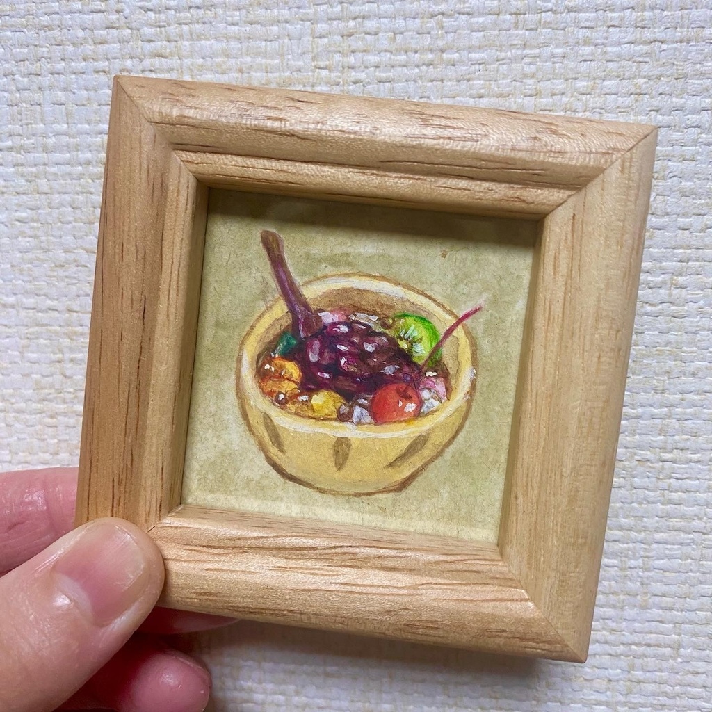 ミニ原画　フルーツあんみつ