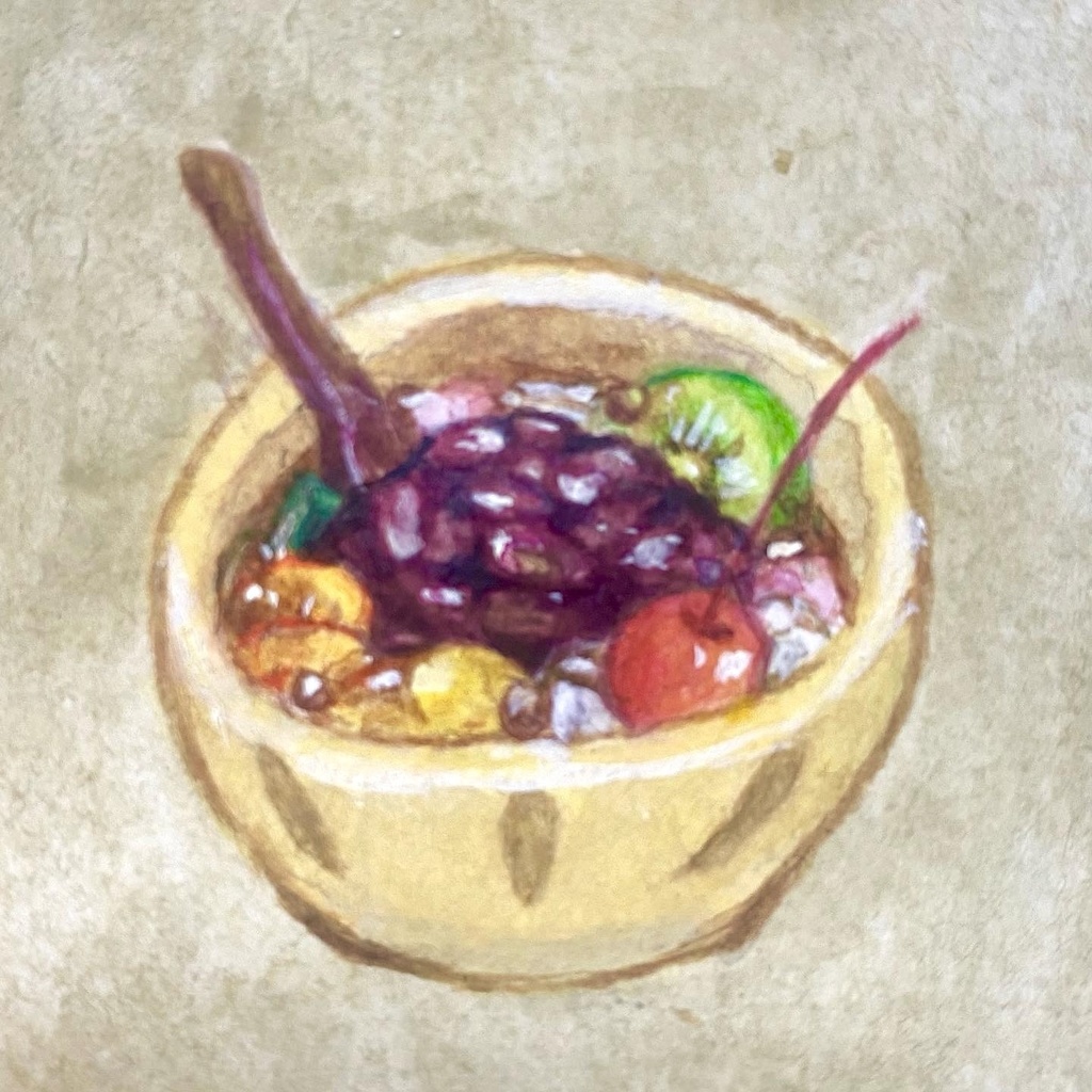 ミニ原画 フルーツあんみつ