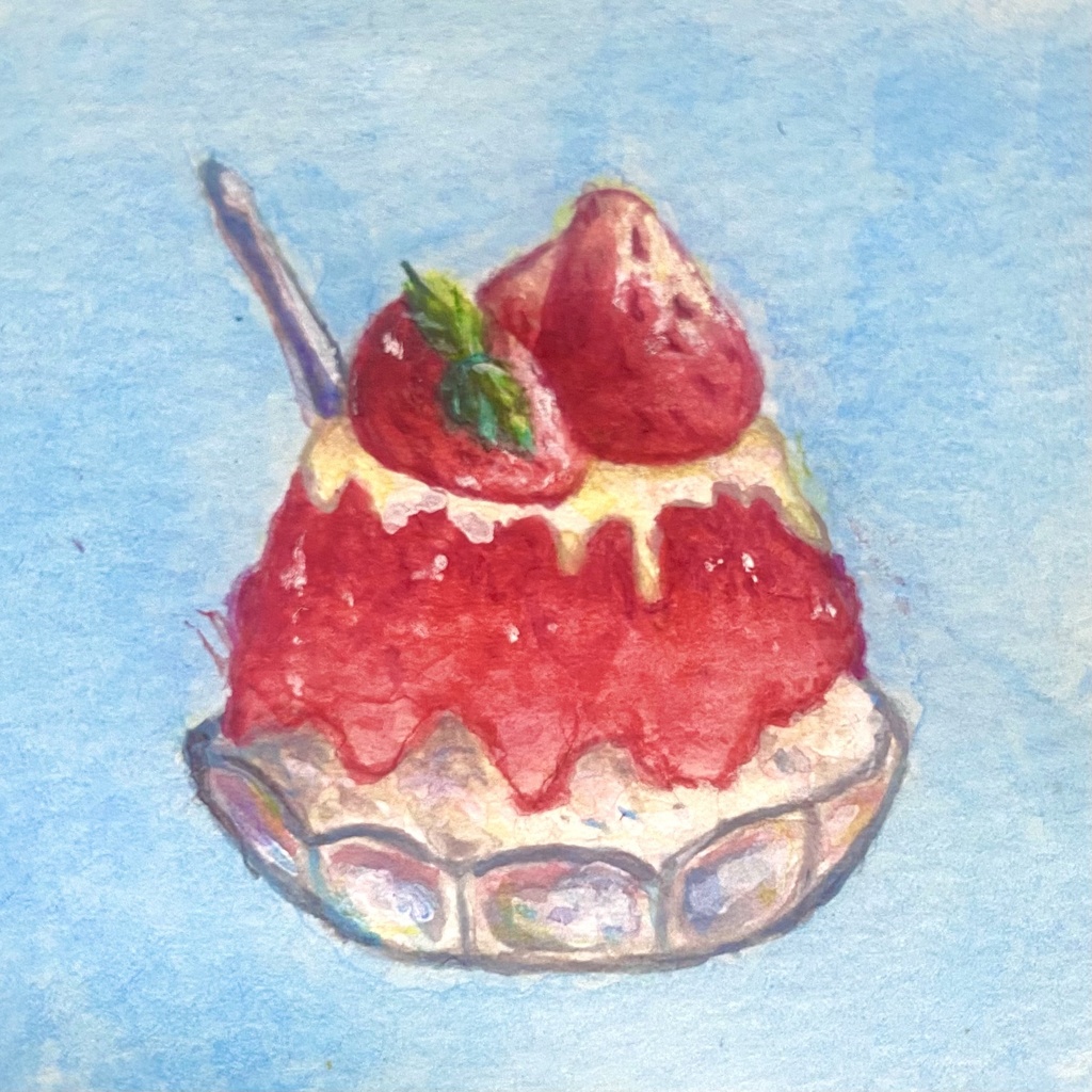 ミニ原画 いちごかき氷