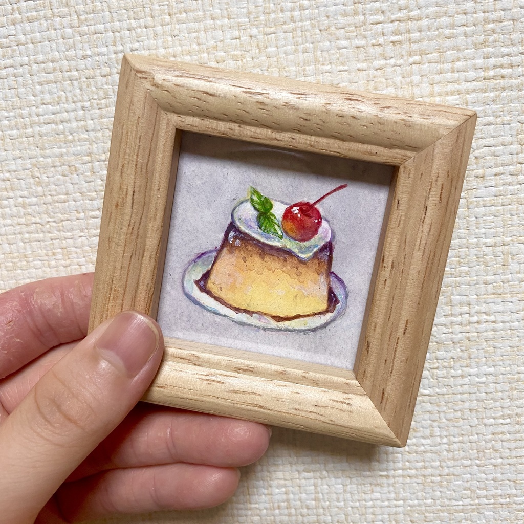 ミニ原画　喫茶店のプリン