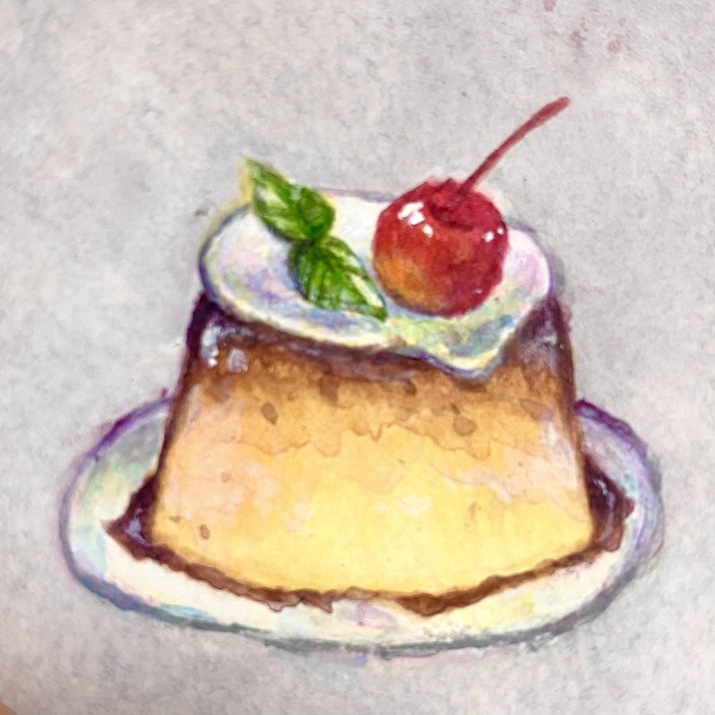 ミニ原画 喫茶店のプリン