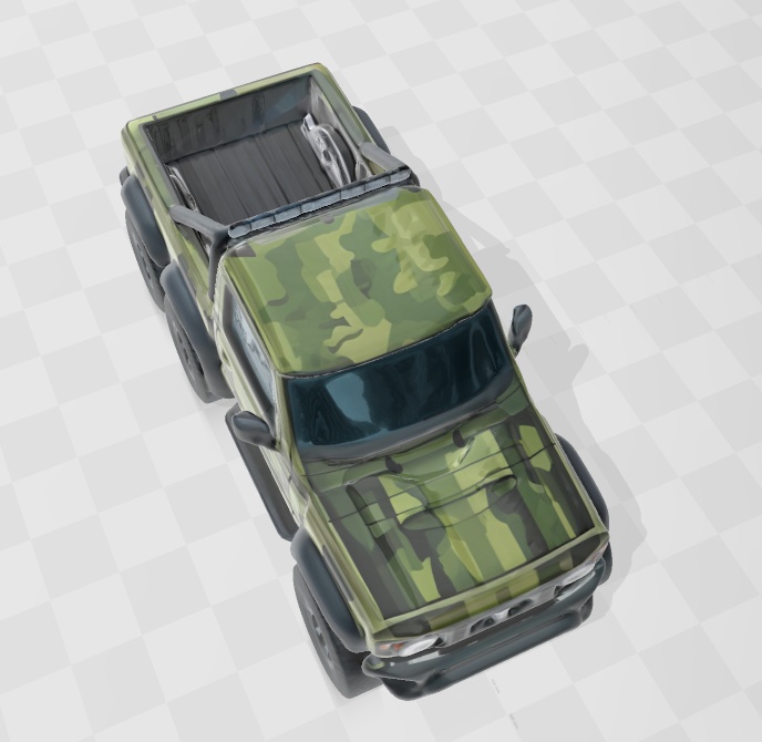 スズキ 新型ジムニー風の 6x6 ピックアップ仕様(迷彩柄)3Dデータ 無料お試し版あります