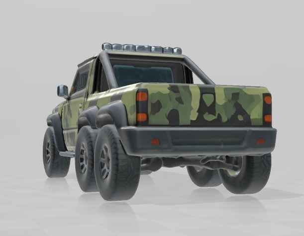 スズキ 新型ジムニー風の 6x6 ピックアップ仕様(迷彩柄)3Dデータ 無料お試し版あります
