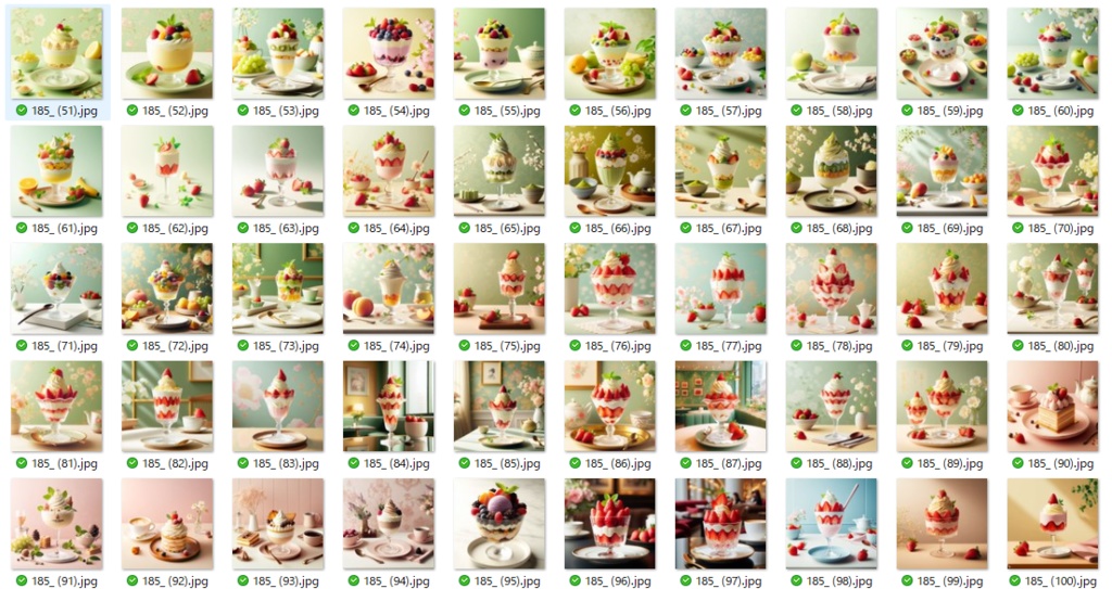 パフェの画像たくさん。185種類 無料お試し版有ります AI生成