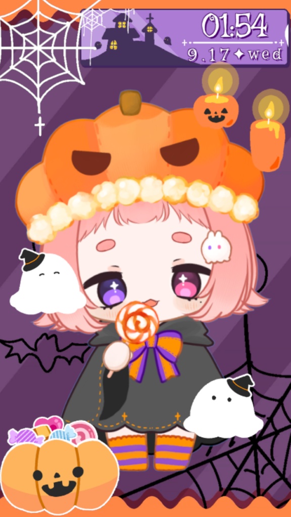 【🎃動くハロウィン配信セット】時計・背景・オーバーレイ