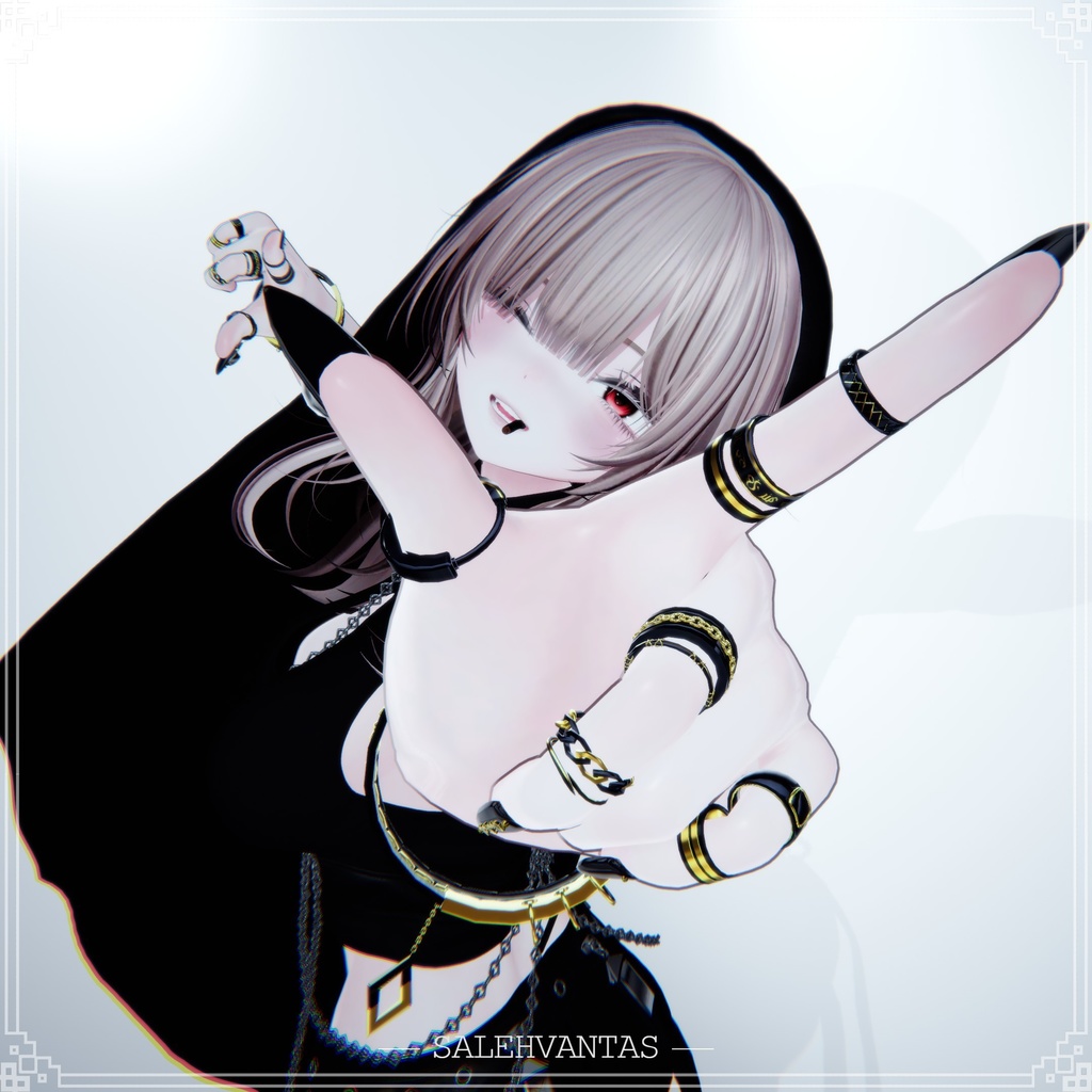 【14アバター対応】BlackandGoldRing+Bracelet