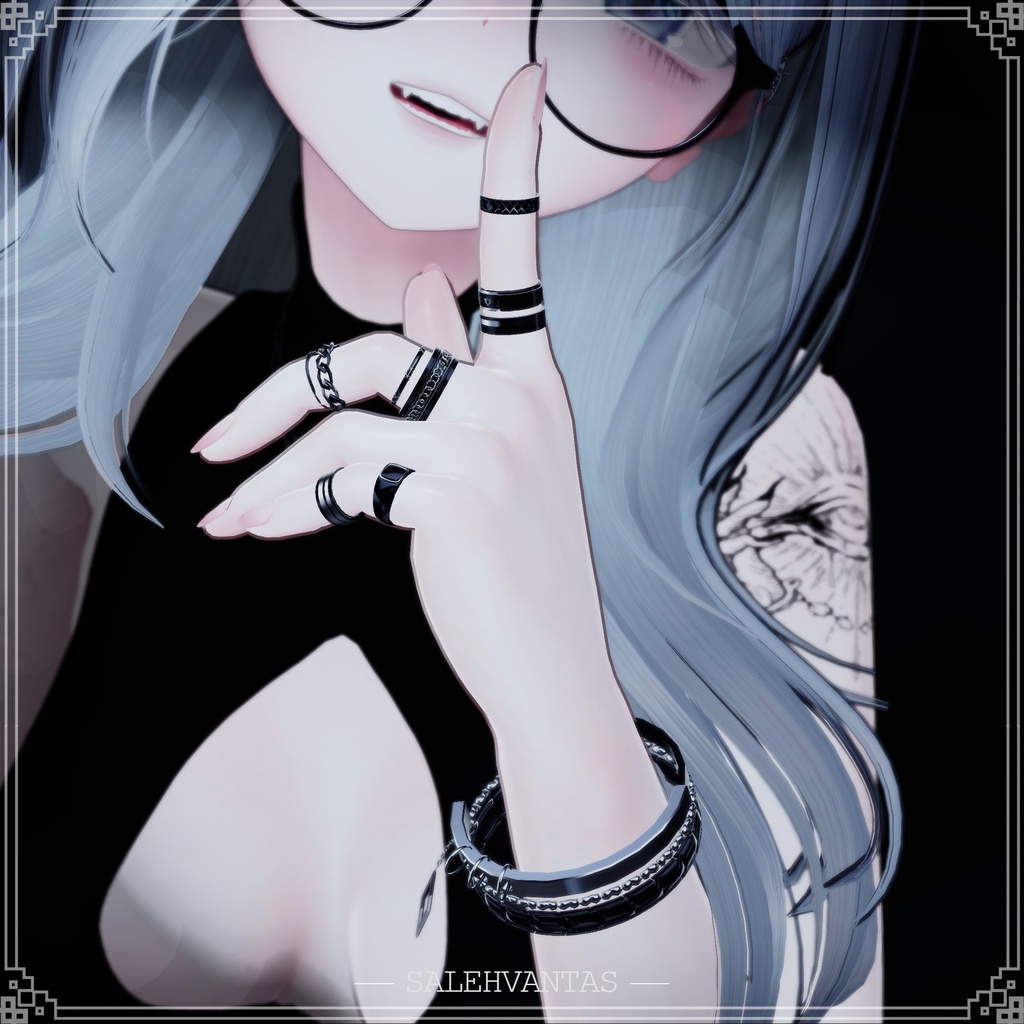 【14アバター対応】BlackandGoldRing+Bracelet