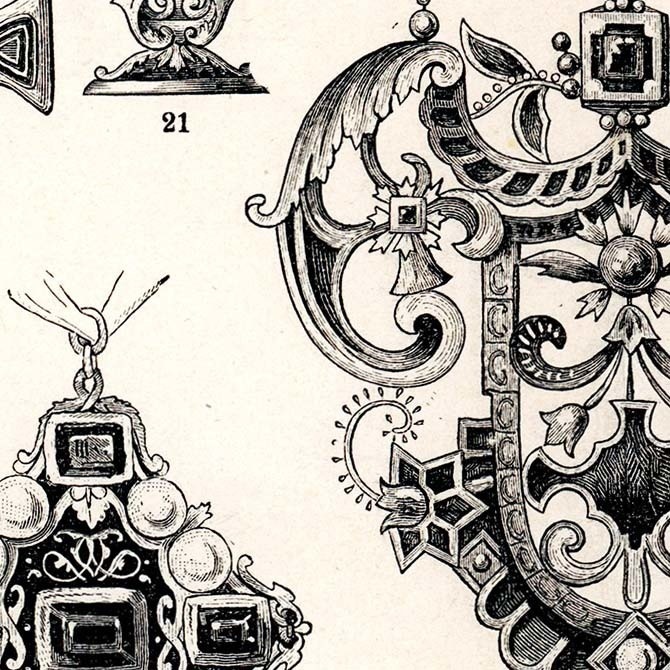 1888s Schmucksachen ドイツのアンティークプリント デジタルデータ