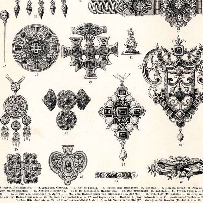 1888s Schmucksachen ドイツのアンティークプリント デジタルデータ