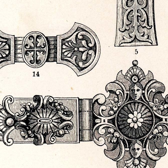 1888s Schmucksachen ドイツのアンティークプリント デジタルデータ