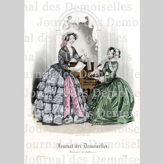 No.XII 1850年『Journal des Demoiselles』手彩色リトグラフ データ