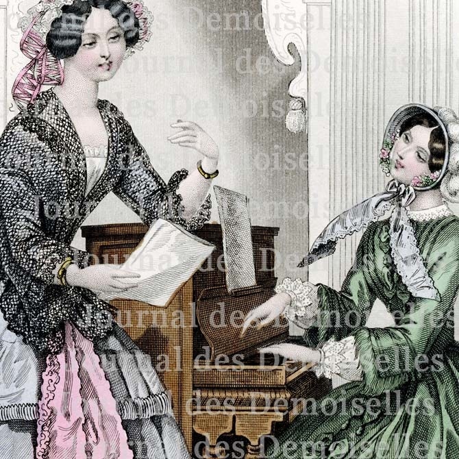 No.XII 1850年『Journal des Demoiselles』手彩色リトグラフ データ