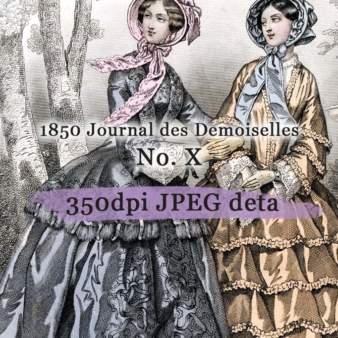 No.X 1850年『Journal des Demoiselles』手彩色リトグラフ データ