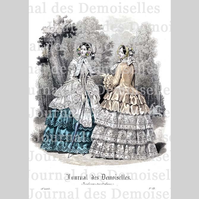 No.VII 1850年『Journal des Demoiselles』手彩色リトグラフ データ