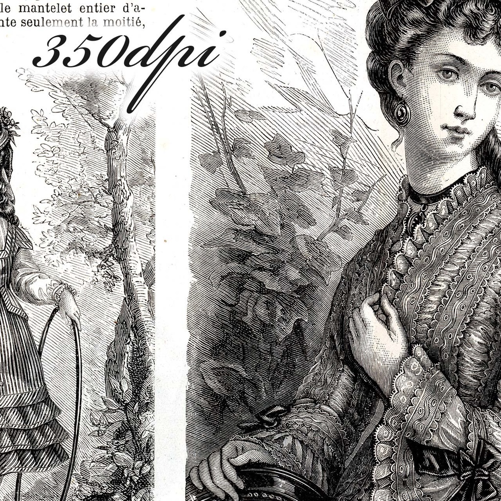 1873 フランスファッション誌『 La Mode Illustree 』見開き銅版画