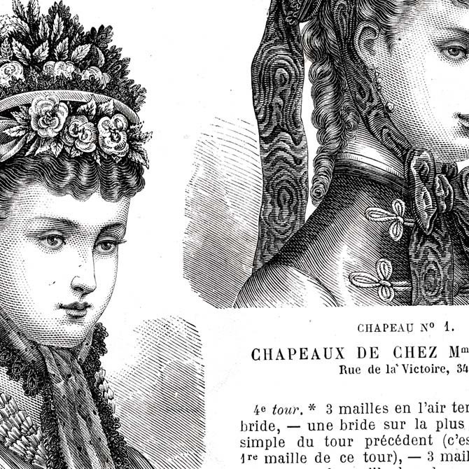 1873 フランスファッション誌『 La Mode Illustree 』Page351 銅版画