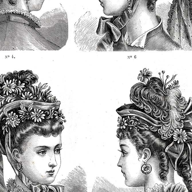 1873 フランスファッション誌『 La Mode Illustree 』Page351 銅版画