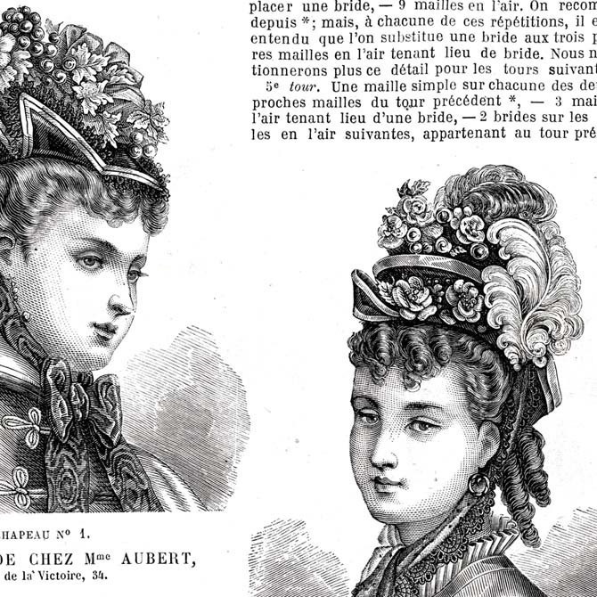 1873 フランスファッション誌『 La Mode Illustree 』Page351 銅版画