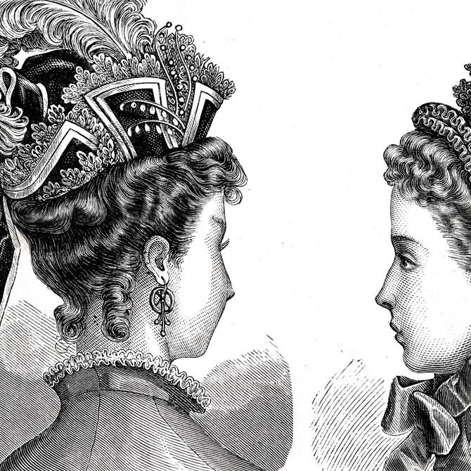 1873 フランスファッション誌『 La Mode Illustree 』Page351 銅版画