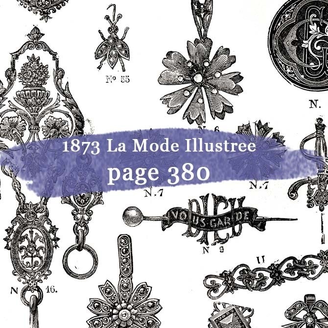 1873 フランスファッション誌『 La Mode Illustree 』Page380 銅版画