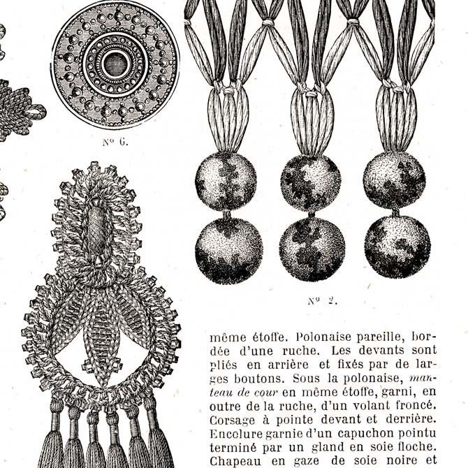 1873 フランスファッション誌『 La Mode Illustree 』Page101 銅版画