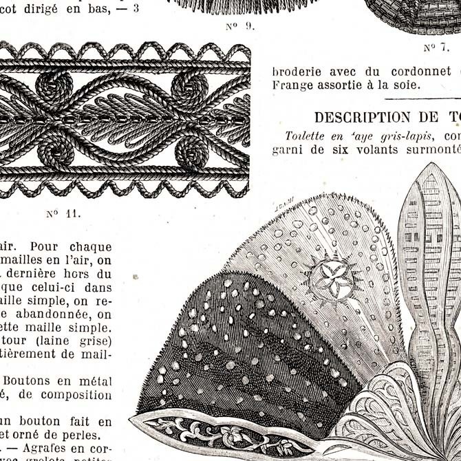 1873 フランスファッション誌『 La Mode Illustree 』Page101 銅版画