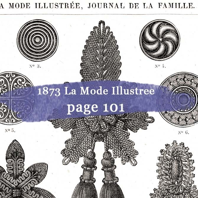 1873 フランスファッション誌『 La Mode Illustree 』Page101 銅版画