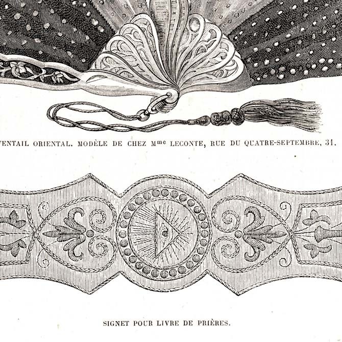 1873 フランスファッション誌『 La Mode Illustree 』Page101 銅版画