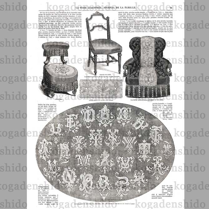 1873 フランスファッション誌『 La Mode Illustree 』Page91 銅版画