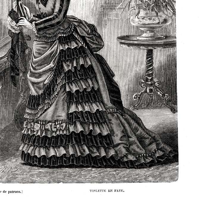 1873 フランスファッション誌『 La Mode Illustree 』Page19 銅版画