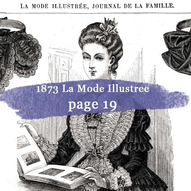 1873 フランスファッション誌『 La Mode Illustree 』Page19 銅版画