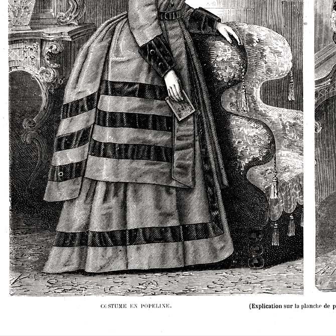 1873 フランスファッション誌『 La Mode Illustree 』Page19 銅版画