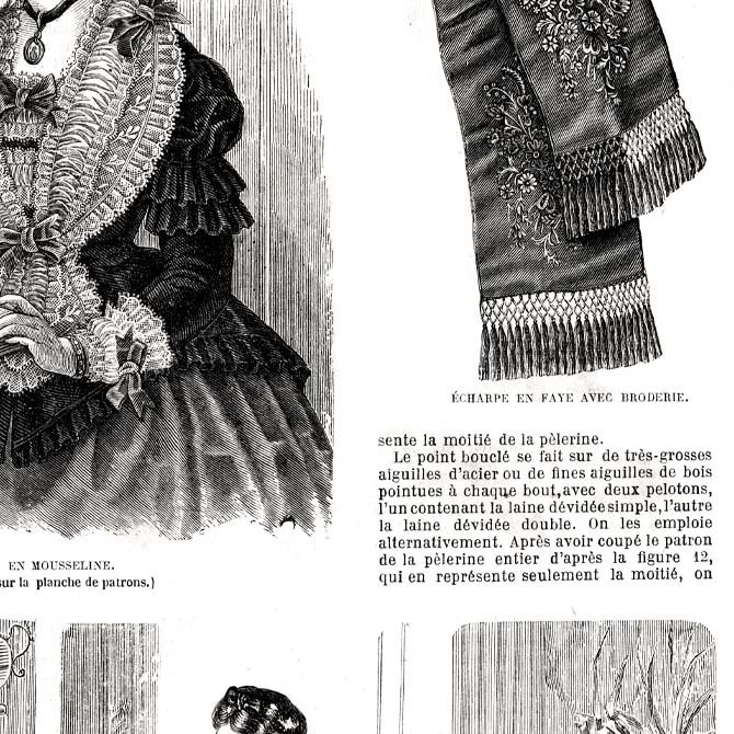 1873 フランスファッション誌『 La Mode Illustree 』Page19 銅版画