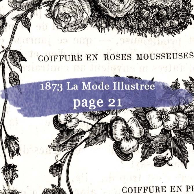 1873 フランスファッション誌『 La Mode Illustree 』Page21 銅版画