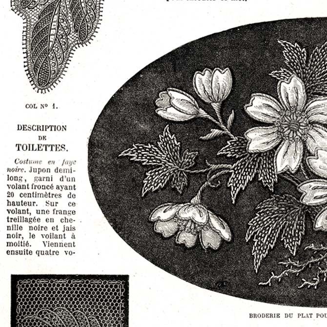 1873 フランスファッション誌『 La Mode Illustree 』Page12 銅版画