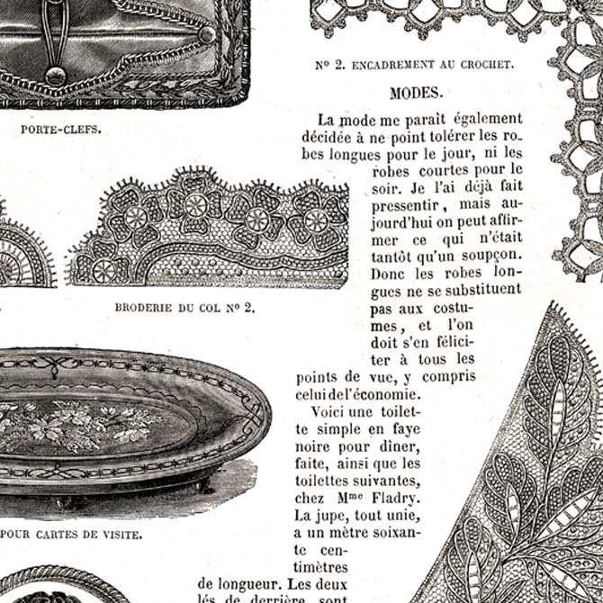 1873 フランスファッション誌『 La Mode Illustree 』Page12 銅版画